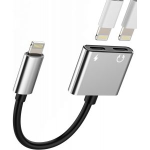 TRAHOO-Adaptateur pour Lightning casque jack(2 en 1) pour iPhone 14 Pro Chargeur Aux Audio C&acirc;ble pour Apple MFi Certifi&eacute; &Eacute;couteurs Charge R&eacute;partiteur Double C&acirc;ble Adaptateur pour iPad Headphone Acces - Neuf
