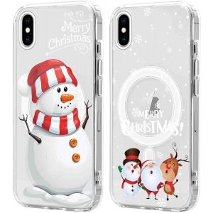SJZG-2 Pi&egrave;ces No&euml;l Coque Magn&eacute;tique Pour Iphone Xs Max 6,5'', Etui En Motif Dessin Cadeau De No&euml;l Compatible Avec Magsafe, Housse Christmas Silicone Tpu Bumper Cover Pour Iphone Xs Max, No&euml;l 07 - Neuf