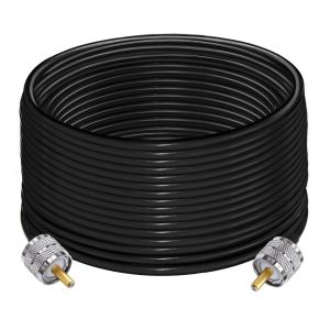 C&acirc;ble PL259 C&acirc;ble radio RG58 CB Cavalier PL259 49,2 pi (15 m) SO239 C&acirc;ble d'extension UHF m&acirc;le &agrave; m&acirc;le C&acirc;ble coaxial noir RF C&acirc;ble coaxial PL259 pour radio bidirectionnelle - Neuf