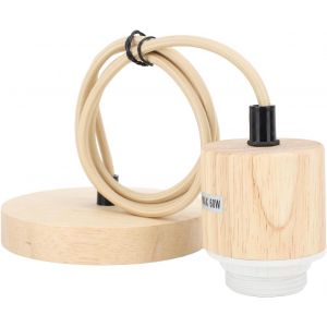 Subzonal-Lampe Suspendue En Bois - Support D'ampoule Vintage Rustique - Accessoire D'&eacute;clairage - Plafonnier En Bois - Douille De Base 220 V Pour E27/E26 - Neuf