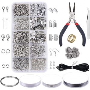 Fournitures De Bricolage Pour Bijoux ¿ Ensemble D'outils De Bijoux Avec Pince À Bijoux,Fils De Perles,Anneaux Ouverts,Fermoirs Mousquetons,Colliers,Extrémités De Ruban,Bijoux - Neuf