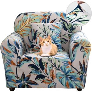 CAUC-Housse de Canap&eacute; Extensible 1 Place Couverture Canap&eacute; avec Accoudoirs Moderne Couvre Canap&eacute; Elastique Universelle Rev&ecirc;tement de Canap&eacute; Housse de Protection,Feuille de Couleur - Neuf