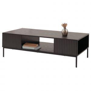 Table basse HWC-O39, Table de salon Table d'appoint Table de rangement Compartiments, m&eacute;lamine MDF 39x120x60cmaspect bois noir - Neuf