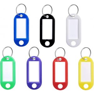 7 Étiquettes Avec Porte Clé,Inscriptibles Porte Clef Couleur En 7 Couleurs,Plastique Étiquettes D'i - Neuf