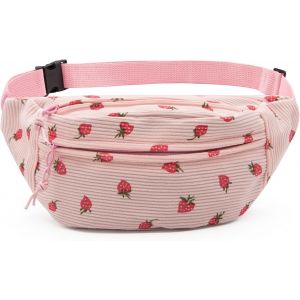 KALANKA-Sac Banane pour Femme Fille Sacoche Banane Mignon Réglable Sacs Femme Bandoulière Chic Sac Ceinture pour Voyages Course Sport (Rose Fraise) - Neuf