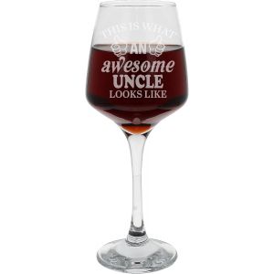 Gifts For Uncle This Is What An Awesome Uncle Looks Like Verre À Vin Gravé Pour Oncles 400 Ml - Neuf