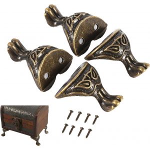 Petit Pied D'angle D&eacute;coratif Pour Bo&icirc;te &Agrave; Bijoux,Petit Pied D'angle D&eacute;coratif En Pour Bo&icirc;te &Agrave; Bijoux,Pieds De Bo&icirc;te En Laiton Antique Avec Vis Pour Coffre &Agrave; Bijoux, Bo&icirc;te De Rangement En Bois 4 Pi&egrave;ces - Neuf