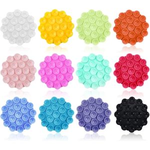 Supports T&eacute;l&eacute;phone &agrave; Ventouse Silicone,12 Pcs Silicone T&eacute;l&eacute;phone Portable Voiture Voiture Ventouses en Silicone pour T&eacute;l&eacute;phone Portable Tous Les Mod&egrave;les T&eacute;l&eacute;phones Portables (Arrondi) - Neuf