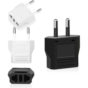 4 Pi&egrave;ces Adaptateur Prise USA de Voyage, Adaptateurs Secteur Prise &eacute;lectrique US Chine vers Europe France, US vers France Adapter, Fiche de Voyage US vers EU Prise pour Europe - Noir Blanc - Neuf
