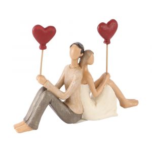 FIGURINE R&Eacute;SINE COUPLE MARI&Eacute;S BALLON CUR 17CM - Neuf