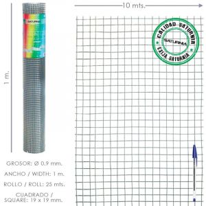 s&eacute;turnia - Malla Electrosoldada Ligera Galvanizada 19x19 / 100 Cm. Rollo 10 Metros Uso Domestico - Neuf