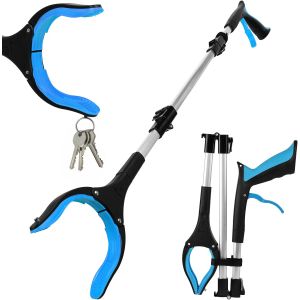 Kalanka-91cm Pliable Pince Ramasse Objet, Pince Telescopique, Pinces Ramasse Dechets, Ramasser Sans Se Baisser Avec Pointes Magn&eacute;tiques Et Rotatives &Agrave; 360&deg;, Antid&eacute;rapant Pour Personnes &Acirc;g&eacute;es(Bleu) - Neuf