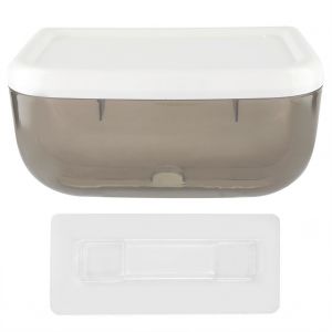 Hjlian Boite A Mouchoirs Murale, Support De Telephone, Toilettes, Salle De Bain, Porte-Papier Autocollant (Noir Transparent) - Neuf