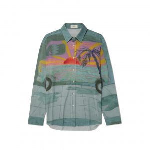 Chemise En Viscose Imprimée Tyson Reeder Verte Pour Homme Celine - Neuf