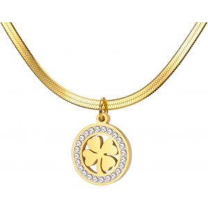 Kal-Collier Tr&egrave;fle Pour Femme En Acier Inoxydable Quatre Feuilles Tr&egrave;fle Collier Dainty Chanceux Tr&egrave;fle Pendentif Collier &Agrave; La Mode Mignon Femmes Bijoux Cadeau - Neuf