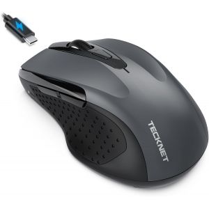 Souris Bluetooth,Souris sans Fil Rechargeable Silencieuse 3 Modes (BT5.0/3.0+2.4G) 4800 DPI Souris Ergonomique pour Ordinateurs,Portables,Mac, PC,Windows,Noir - Neuf