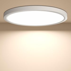 Subzonal-Plafonnier Led Plat 24 W 4000 K 2640 Lm - &Eacute;tanche Ip44 - Lampe De Salle De Bain Moderne - Pour Salle De Bain, Chambre &Agrave; Coucher, Cuisine, Couloir, Cave - Diam&egrave;tre : 30 Cm - Neuf