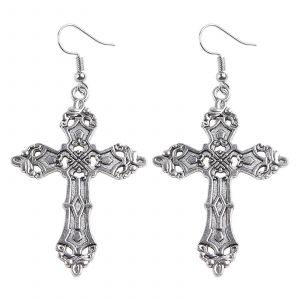 Religieux Chrétien Jésus Croix Dangle Drop Boucles D'oreilles Goth Punk Vintage Bijoux - Neuf
