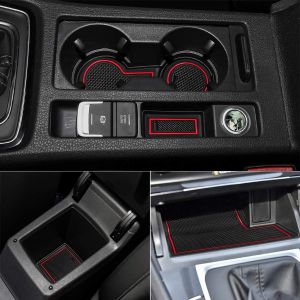 Lot De 9 Tapis Antid&eacute;rapants De Stockage Et Coupe Porte Tasse Pour Golf 7 2014-2020 (Rouge) - Neuf