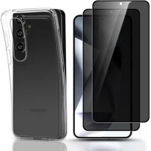 KAL-[2+ Pi&egrave;ces Anti Espion Verre Tremp&eacute; & Tpu Coque Compatible Avec Samsung Galaxy S24+ [9H Duret&eacute;] [Anti-Rayure] Protection &Eacute;cran & Transparent Shell Pour Samsung Galaxy S24 Plus - Neuf