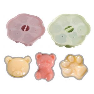 Moule &Agrave; Gla&ccedil;ons En Silicone Avec Couvercle Pour Aliments Pour B&eacute;b&eacute; Et Puddings, Rose Et Vert - Neuf