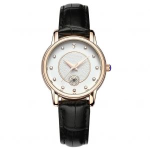 Mode Femmes M&eacute;tal Strass Quartz Montre Bracelet En Cuir Accessoire (Noir) - Neuf