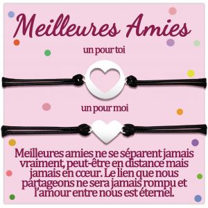 Eryi-Meilleure Amie Bracelet Cadeau Pour 2 3 4 Filles Amies Cadeaux Amitie Femme Bracelets D'amitié Anniversaire Noel Bracelets Cadeaux Fetes Des Mere Bijoux Assortis Original Argent Coeur Idee 2 Piè - Neuf