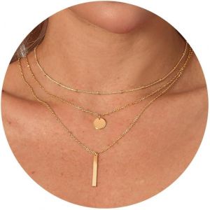 Kal-Collier Femme Or Multirang 14k Plaqué Or Femme Sautoir Colliers Long Fantaisie Boheme Cordon Collier Pour Pendentif Croix Et Rond Perle Chaine Idee Cadeau Anniversaire Bijoux Enfant Ado Fille - Neuf