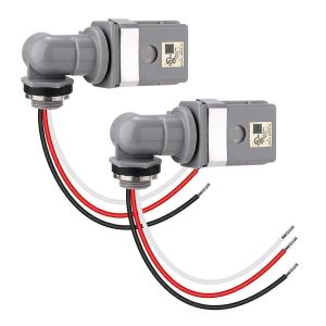 2 packs de capteur photocellulaire extérieur photocontrol à montage pivotant avec tige, - Neuf