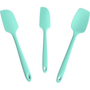 Lot De 3 Spatules Et Grattoirs En Silicone, R&eacute;sistants &Agrave; La Chaleur Jusqu'&agrave; 600 &deg;F, De Qualit&eacute; Alimentaire, Sans Bpa, Caoutchouc, Outil De Cuisson, Ensemble D'ustensiles Antiadh&eacute;sifs (Vert Menthe) - Neuf