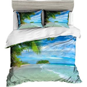 Personnes Housse De Couette X Cm Conception De La Plage En D Tropicale Palmiers &iquest;&iquest; Voile Ciel Bleu La Mer Lever Du Soleil Au Cr&iquest;&iquest;Puscule Paysage Romantique Parures De Lit (Style # - Neuf