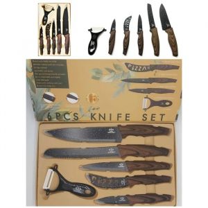 Set De 5 Couteaux - Generic - Couteaux6 - Manches En Bois - Compatible Lave-Vaisselle - Chef, Pain, &Eacute;plucheur - Neuf