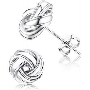 Kal-Boucles D'oreilles Or Pour Femme Fille Plaqu&eacute;e Or 14 Carats En Argent Sterling 925 Poteau Boucles D'oreilles Noeud D'amour Or/Argent - Neuf