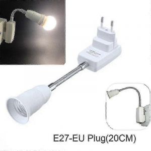 E27 Eu Plug Socket Adapter With On/Off Switch,360&deg; Adjustable Ceiling Lamp Holder For Light Bulb Installation - Neuf