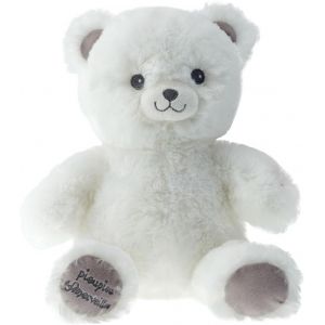 Kalanka-- Gaston L'ourson Blanc En Peluche De 40cm - Veilleuse Lumineuse Pour Enfant - Piles Incluses - 16241 - Neuf