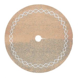 Jupe de sapin de No&euml;l en toile de jute avec bordure en dentelle blanche cousue &agrave; la main, d&eacute;coration de No&euml;l int&eacute;rieure (double dentelle) - Neuf