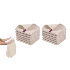 Torchons En Coton Gaufr&eacute; - Lot De 2, 30 X 30 Cm, Ultra Absorbants - Neuf
