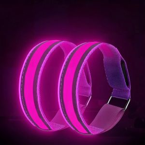 Acdsgd-2 Pcs Brassard Lumineux Led Rechargeable Via Usb, Brassard Reflechissant Led Running, Bande Clignotant Ajustable Bracelet Lumineux Led De S&eacute;curit&eacute; Pour Jogging, Camping, Course &Agrave; Pied - Neuf
