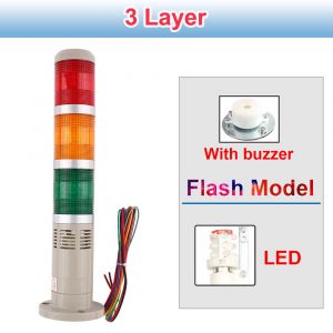 Lampe à Signal industriel 12V/24V AC 110V/220V,indicateur LED Normal rouge vert avec buzzer - Type Flash and sound 3-AC 220V - Neuf