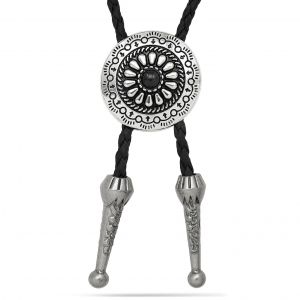 Collier Vintage Western Cowboy Bolo Aught Pour Hommes Et Femmes,Étoile,Taureau,Croix Circulaire,Pendentif,Ulen Cuir Noir,Ktie De La Présidence,Accessoires--Z160 Silver - Neuf