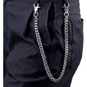 CAUC-Cha&icirc;ne de Pantalon, Cha&icirc;ne Portefeuille Robuste en Acier Inoxydable avec Fermoir Mousqueton Porte-Cl&eacute;s de Poche Hip-Hop Accessoire Punk Gothique &Eacute;l&eacute;gant pour Hommes et Femmes (Argent) - Neuf