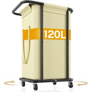 Grand panier à linge roulant avec roulettes, panier à linge sale avec sac en toile amovible, chariot à linge moderne et robuste en métal robuste pour salle de bain, buanderie, chambre à - Neuf