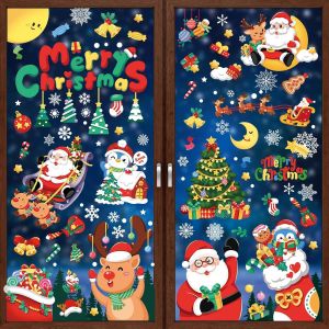 CAUC-Stickers Noel Fenetre, 386 Pi&egrave;ce No&euml;L Autocollants Fenetre, 9 Feuilles Autocollant Noel, D&eacute;coration de No&euml;l Fenetre Stickers DIY Amovibles PVC R&eacute;utilisables, Decoration Noel Interieur Maison - Neuf