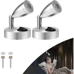 Lot de 2 spots de lecture a LED 3 W 12 V avec interrupteur - Neuf