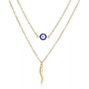 Kal-Collier Avec Pendentif En Corne Italienne Contre Le Mauvais ?il - Pour Femme Et Homme - Neuf