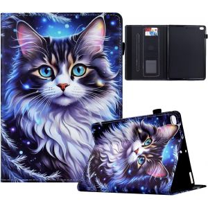 Kal-Coque Pour Ipad 6ème/5ème Génération 9.7"" 2018/2017, Multi-Angle Support Etui À Rabat Housse De Protection Motif De Couleur Avec Veille/Réveil Auto Pour Ipad 6/5 / Ipad Air 2 / Air 1, Chat Tigré - Neuf
