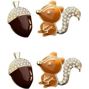 Kalhx-Boucles D'oreilles Écureuil En Argent S925-Boucles D'oreilles Asymétriques Avec Pommes De Pin-Bijoux Créatifs Pour Femmes Et Filles-Parfait Pour Les Fêtes Et Les Cadeaux - Neuf