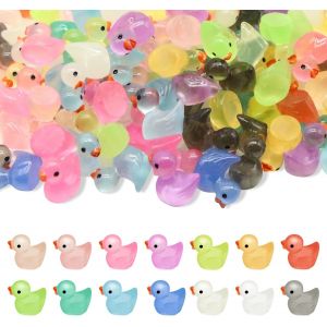 Mevronisshop-Lot De 120 Petits Canards Lumineux En Résine, Phosphorescents, Accessoires De Jardin, Aquarium, Décorations De Paysage, Figurines Artisanales Pour Bureau, Maison, Salle De Classe - Neuf