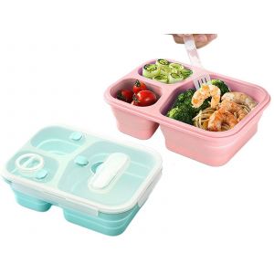 Bo&icirc;te &Agrave; Lunch Pliable En Silicone Avec 3 Compartiments, Conception &Eacute;tanche - Neuf