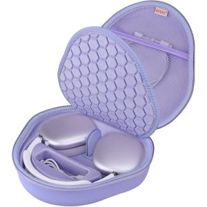 LORANKA-Bovke Hard Sac Portable avec Mode Veille pour Apple airpods Max &eacute;couteurs Intra - Auriculaires sans Fil airpods Max Protective Portable Storage Bag Mesh Pocket with USB - C Charging Wire, Vio - Neuf